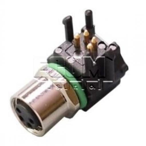 Zásuvka M8 kód A, 4 piny, 90°, 60 V / 4 A, IP67