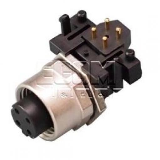 Zásuvka M12 kód D, 4 piny, 250 V / 4 A, 90°, IP67