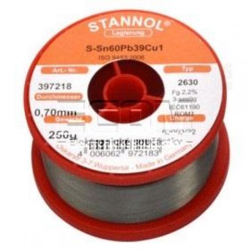Pájka olovnatá S-Sn60Pb39Cu1, průměr 0,5 mm, 250 g