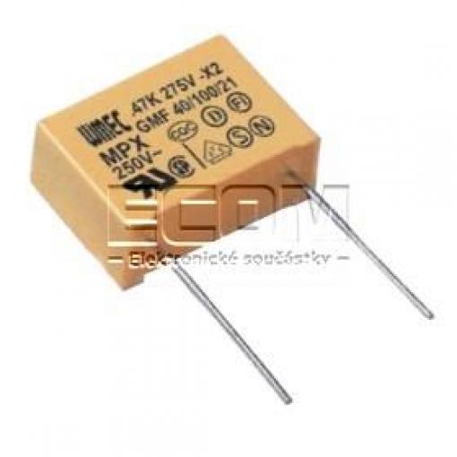 Kondenzátor radiální MPX X2, 0,33 µF, 275 V AC, MKP