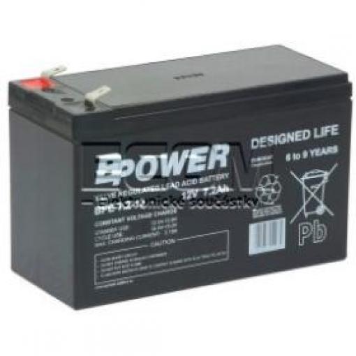 Olověný akumulátor BPE 7,2-12 T2, 12 V / 7,2 Ah, fastony 6,35 mm
