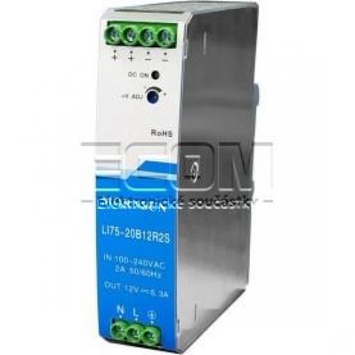 Průmyslový zdroj LI75-20B12R2, 75 W, 12 V DC / 6,3 A, DIN