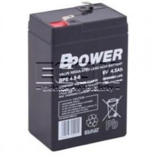 Olověný akumulátor BPE 4,5-6, 6 V / 4,5 Ah, fastony 4,75 mm