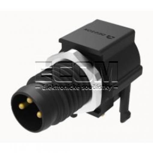 Vidlice M8 kód A, 3 piny, 60 V / 3 A, IP67, 90°