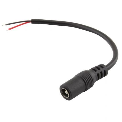LED konektor pro napájení s konektorem DC 5,5 x 2,1mm, 1x zásuvka, 15cm černý