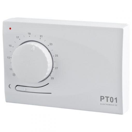 Analogový prostorový termostat PT01 Elektrobock, 11–29 °C