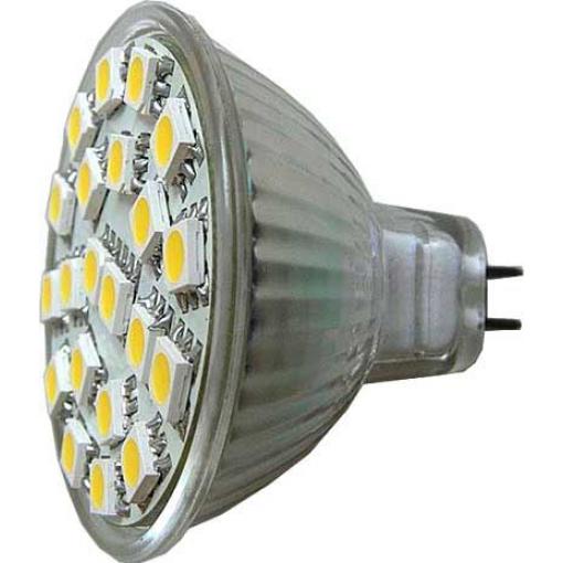LED žárovka MR16 21× SMD5050, 12 V, 4 W, teplá bílá 3000 K