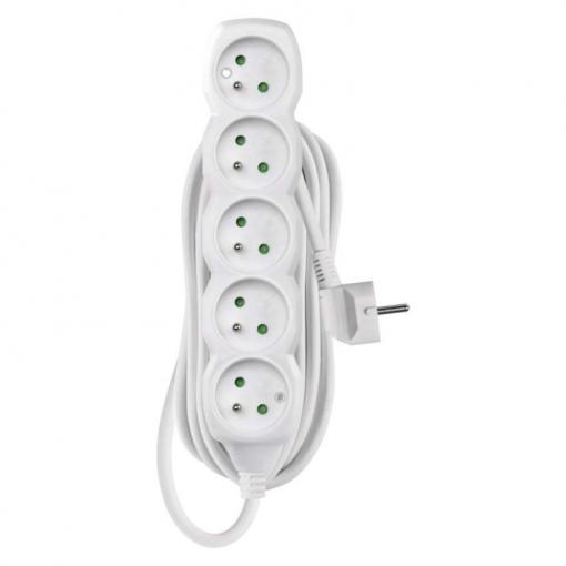Prodlužovací přívod 5× zásuvka, 10 m, 3 × 1 mm², bílý