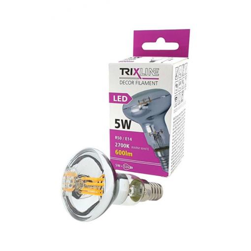 LED žárovka E14 Trixline R50 FILAMENT, 5 W, 230 V, teplá bílá