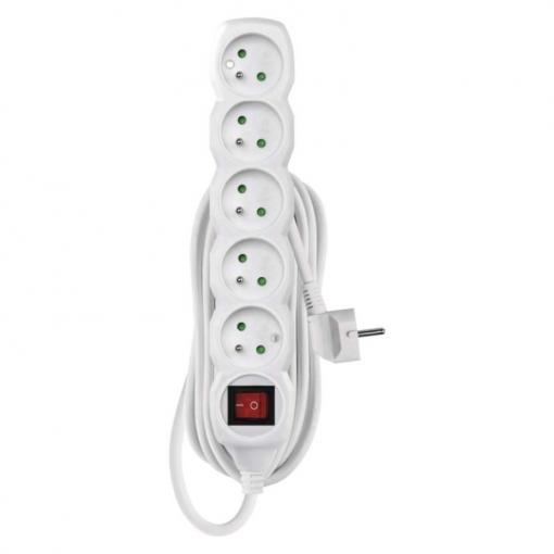 Prodlužovací přívod s vypínačem 5× zásuvka, 7 m, 3 × 1 mm², bílý