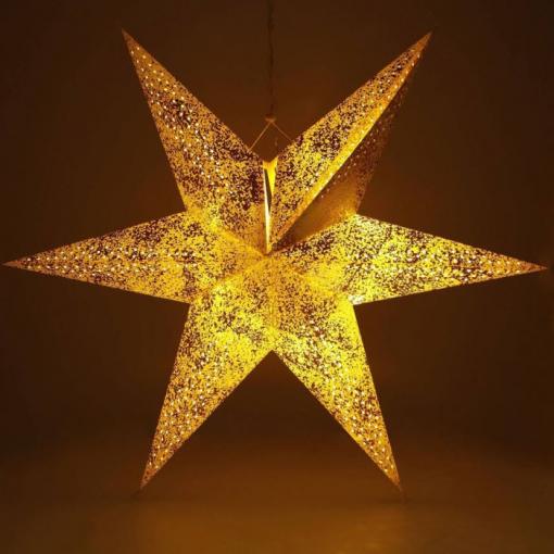 Papírová vánoční hvězda Retlux RXL 363, 10 LED, 60 cm, zlatá
