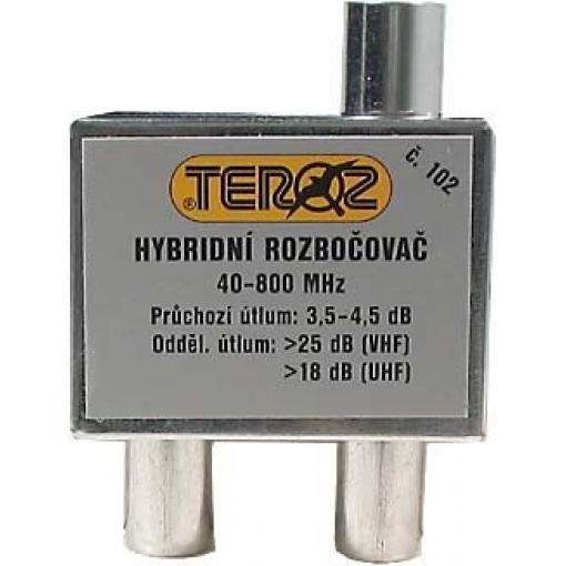 Anténní rozbočovač TEROZ 102, 2× hybridní, 40–800 MHz, IEC