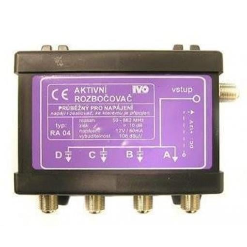 Aktivní anténní rozbočovač IVO RA03, 3× F konektor, 47–862 MHz