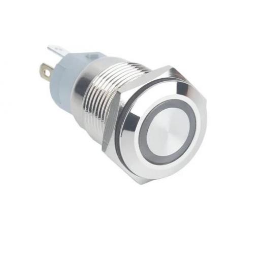 Kovové tlačítko OFF-(ON) 250 V / 2 A, LED prosvětlení 12-24 V, IP44