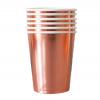 Sada papírových brček, kelímků a talířů, Rose Gold, 22 ks