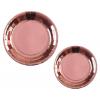 Sada papírových brček, kelímků a talířů, Rose Gold, 22 ks