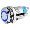 Stiskací vypínač OFF-ON 12 mm, 230 V AC / 3 A, modré podsvícení 12-24 V
