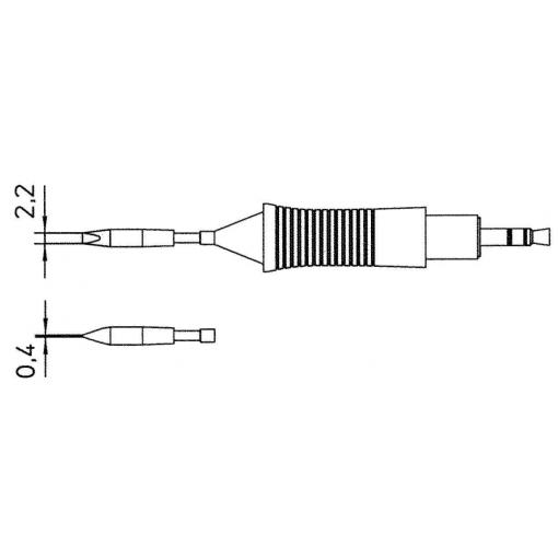 Weller RTM 022 S pájecí hrot dlátový, rovný Velikost hrotů 2.2 mm Délka hrotů 19 mm Obsah 1 ks