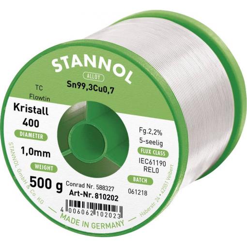 Stannol Ecology TC bezolovnatý pájecí cín cívka Sn99,3Cu0,7 REL0 500 g 1 mm