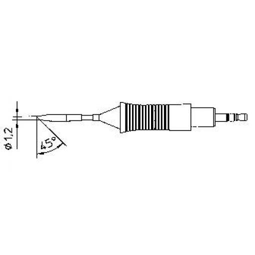 Weller RTM 012 B pájecí hrot oblý, zkosený 45° Velikost hrotů 1.2 mm Délka hrotů 19 mm Obsah 1 ks