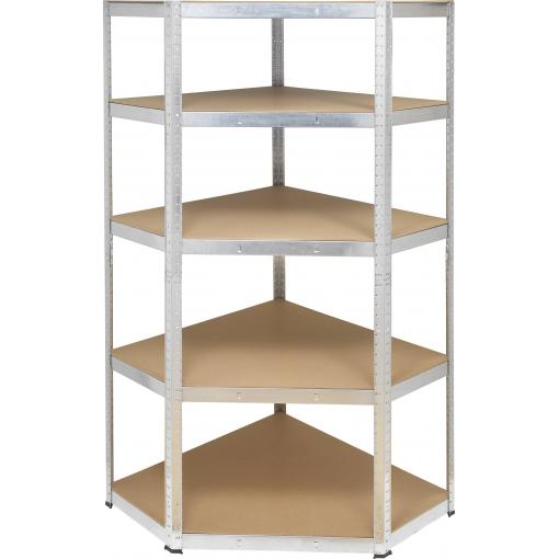 TOOLCRAFT KPW77 rohový modul skladového regálu, (š x v x h) 70 x 1.8 x 70 cm, kov, MDF, dřevěná podlaha, pozinkovaná, stříbrná