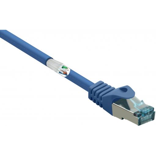 Renkforce RF-5044038 RJ45 síťové kabely, propojovací kabely CAT 6A S/FTP 1.00 m modrá s ochranou, samozhášecí 1 ks