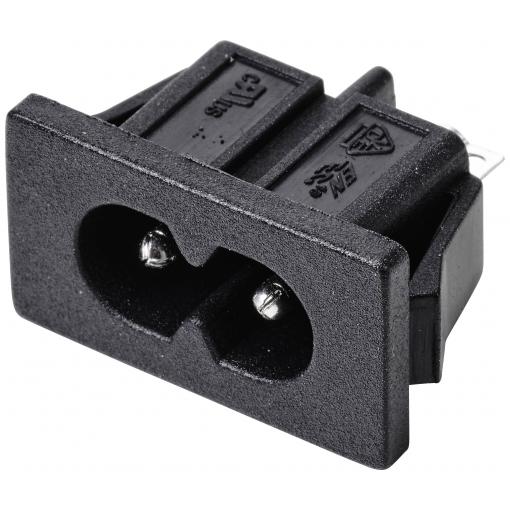 TRU COMPONENTS TC-10088404 IEC zástrčka C13/C14 C8 zástrčka, vestavná rovná 2.5 A černá 1 ks