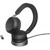 Jabra Evolve2 75 Headset uzavřená (Over Ear) kabelová černá Indikátor nabití, Vypnutí zvuku mikrofonu telefon