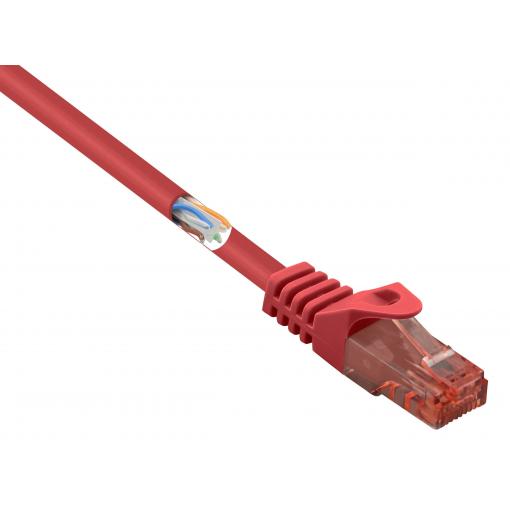 Renkforce RF-5047416 RJ45 síťové kabely, propojovací kabely CAT 6 U/UTP 0.50 m červená s ochranou, samozhášecí 1 ks
