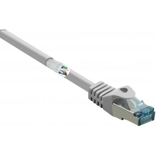 Renkforce RF-5047510 RJ45 síťové kabely, propojovací kabely CAT 6A S/FTP 0.25 m šedá s ochranou, samozhášecí 1 ks