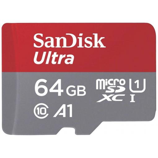 SanDisk microSDXC Ultra 64GB (A1/UHS-I/Cl.10/140MB/s) + Adapter Mobile paměťová karta microSDXC 64 GB A1 Application Performance Class, UHS-Class 1