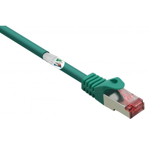 Renkforce RF-5052916 RJ45 síťové kabely, propojovací kabely CAT 6 S/FTP 2.00 m zelená s ochranou, pozlacené kontakty, samozhášecí 1 ks