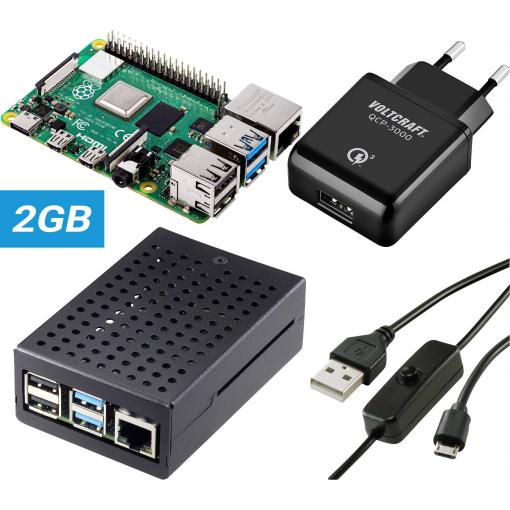 TRU COMPONENTS Pure Set Raspberry Pi® 4 B 1 GB 4 x 1.5 GHz vč. napájecího zdroje, vč. pouzdra