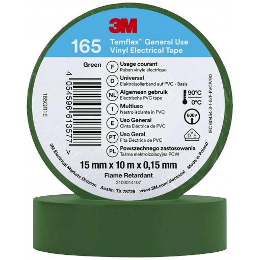3M Temflex™ 165 165GR1E izolační páska Temflex™ 165 zelená (d x š) 10 m x 15 mm 1 ks