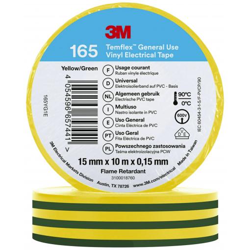 3M Temflex™ 165 165YG1E izolační páska Temflex™ 165 žlutá (d x š) 10 m x 15 mm 1 ks