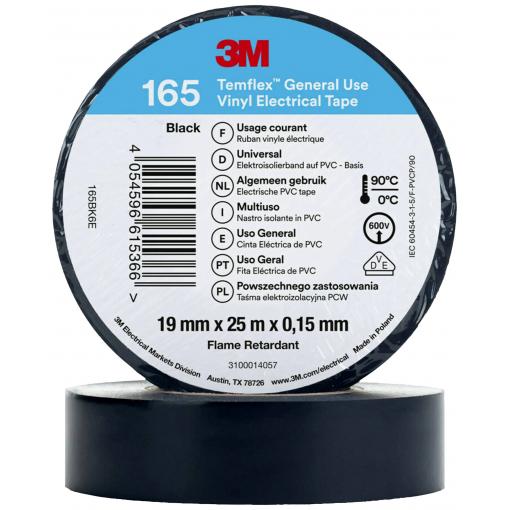 3M Temflex™ 165 165BK6E izolační páska Temflex™ 165 černá (d x š) 25 m x 19 mm 1 ks