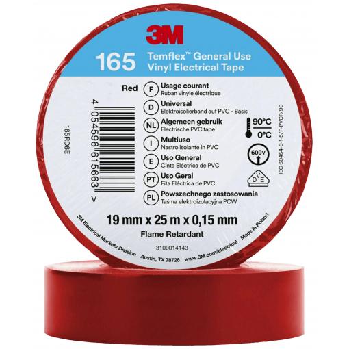 3M Temflex™ 165 165RD6E izolační páska Temflex™ 165 červená (d x š) 25 m x 19 mm 1 ks