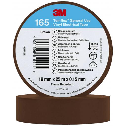 3M Temflex™ 165 165BR6E izolační páska Temflex™ 165 hnědá (d x š) 25 m x 19 mm 1 ks
