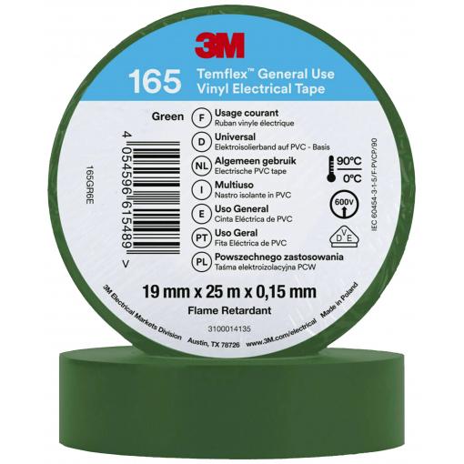 3M Temflex™ 165 165GR6E izolační páska Temflex™ 165 zelená (d x š) 25 m x 19 mm 1 ks