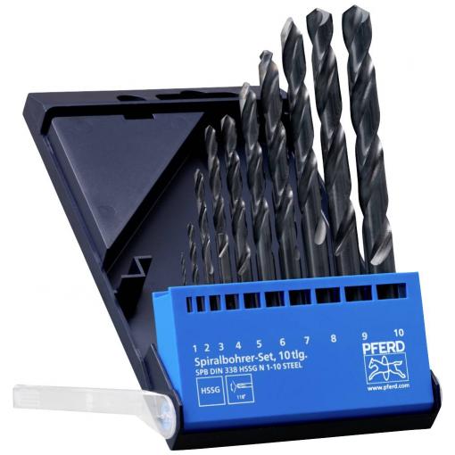 PFERD TOOLS 25298001 sada spirálových vrtáku do kovu, 10dílná, 1 mm, 2 mm, 3 mm, 4 mm, 5 mm, 6 mm, 7 mm, 8 mm, 9 mm, 10 mm, 1 sada