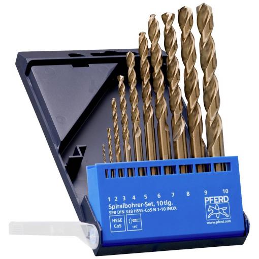PFERD TOOLS 25298002 sada spirálových vrtáku do kovu, 10dílná, 1 mm, 2 mm, 3 mm, 4 mm, 5 mm, 6 mm, 7 mm, 8 mm, 9 mm, 10 mm, 1 sada