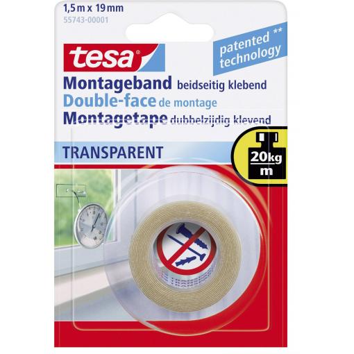 tesa 55743-00001-02 montážní páska tesa® POWERBOND transparentní (d x š) 1.5 m x 19 mm 1 ks