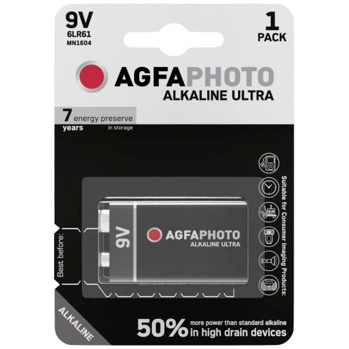 AgfaPhoto Ultra 6LR61 baterie 9 V alkalicko-manganová 9 V 1 ks