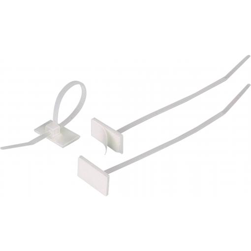 HellermannTyton 148-00001, T18RSA-PA66-NA-C1, stahovací pásky, 2.50 mm, 100 mm, přírodní, s lepicím podstavcem, 1 ks