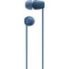 Sony WI-C100 Headset do uší (In Ear) Bluetooth® stereo modrá headset, personalizace zvuku, regulace hlasitosti, nákrčník, odolné vůči potu, odolná vůči vodě