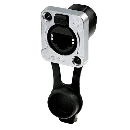 Rean AV RJ45 průchozí vestavná zásuvka, IP65, černé pochromované D pouzdro RRE8F-Z-001-1 zásuvka, rovná 1 ks