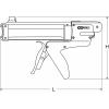 Kartušová pistole bez vyčnívající tyče 310 ml KS Tools 980.3050