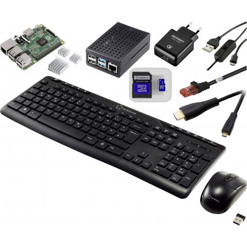 TRU COMPONENTS Pro Set Raspberry Pi® 2 B 1 GB 4 x 0.9 GHz vč. napájecího zdroje, vč. pouzdra, vč. chladicího tělesa, vč. HDMI™ kabelu, vč. klávesnice, vč. myši