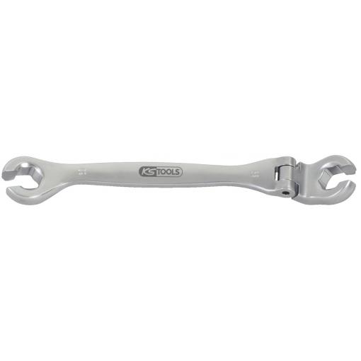 KS Tools 518.0379 CHROMEplus otevřený oboustranný očkový klíč s kloubem, 9 mm