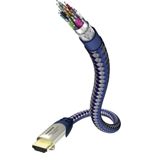 Inakustik HDMI kabel Zástrčka HDMI-A, Zástrčka HDMI-A 1.50 m stříbrnomodrá 00423015 Audio Return Channel, pozlacené kontakty, opletený, Ultra HD (4K) HDMI HDMI